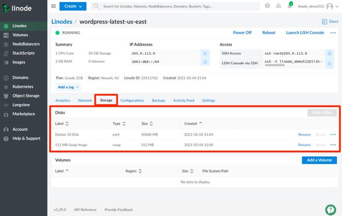 Location of Cloud Manager Disks