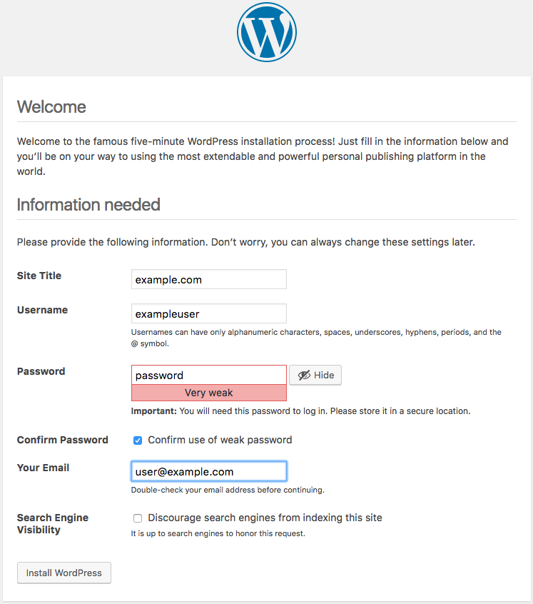 WordPress Administrative Information