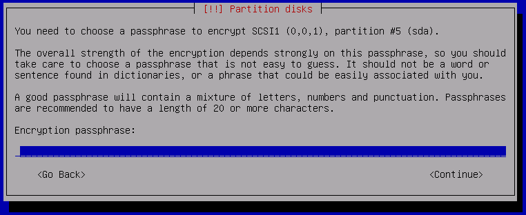 Debian 8 Encryption Passphrase