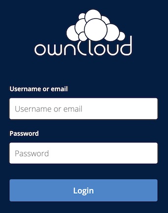 ownCloud Login Screen